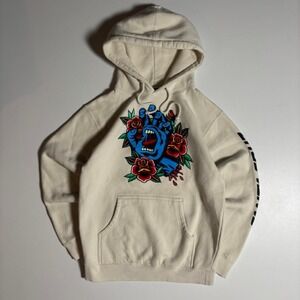 Cream Santa Cruz Screaming Hand Roses Hoodie - Size M